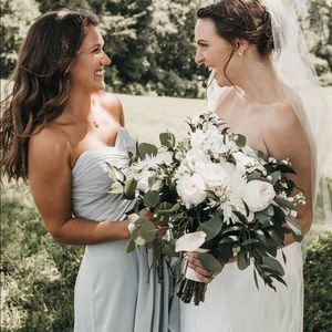 David’s Bridal  Misty Grey Strapless Dress size 0